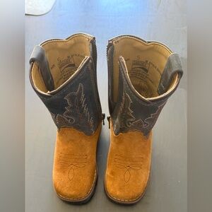 Kids Brown Suede & Dark Brown Western Boots